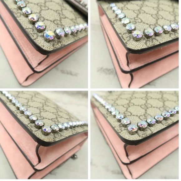 GUCCI DIONYSUS Small 💎 Crystal-embellished Supreme Canvas Shoulder Bag purse 👛 - Picture 5 of 12